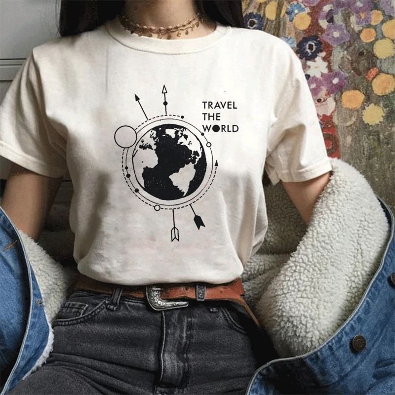 

Fashion Tumblr Harajuku Spring Summer 2019 Vogue Vintage Basic Cartoon Print Graphic Tee Loose Funny T Shirt Women Streetwear