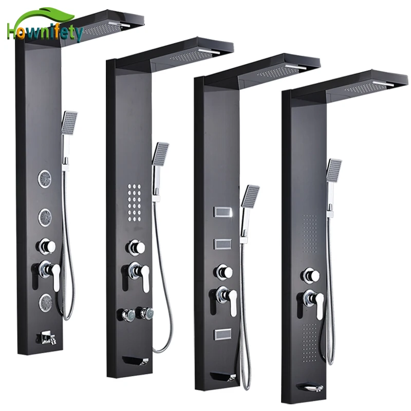 

Stainless Steel Bathroom Shower Panel Rainfall & Waterfall Shower Head Shower Column with Hand Shower Oil Rubbed Bronze