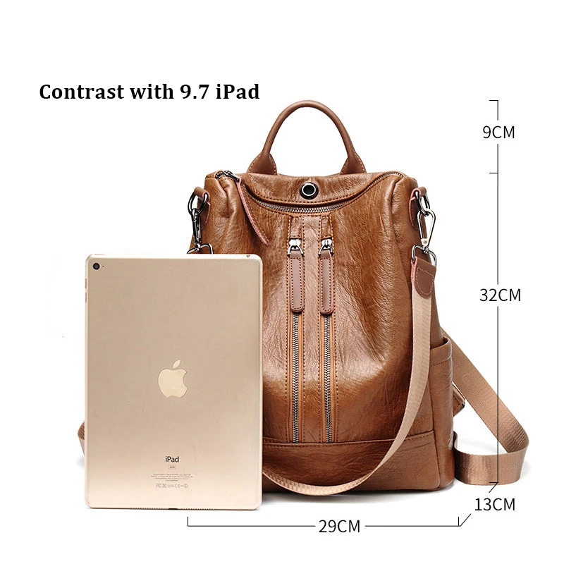 ZROM Female Backpack Mochila Feminina Casual Multifunction Women Leather Backpack Female Shoulder Bag Sac A Dos Travel Back Pack