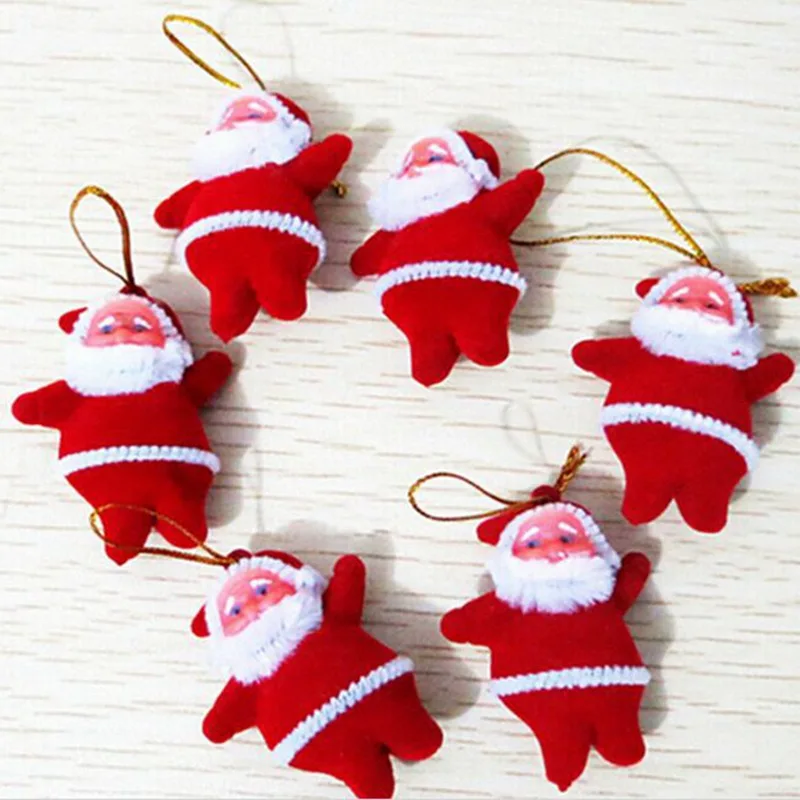 

Merry Christmas Present 6PCS Mixed Santa Claus Dolls Xmas Pentants Mini Christmas Tree Decorations For Home New Year Party Gifts