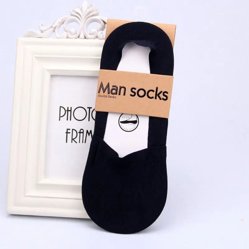Мужские летние бесшовные носки-башмачки с низким вырезом, нескользящие носки с силиконовой подошвой в горошек и невидимой подкладкой, чёсаные хлопковые чулки