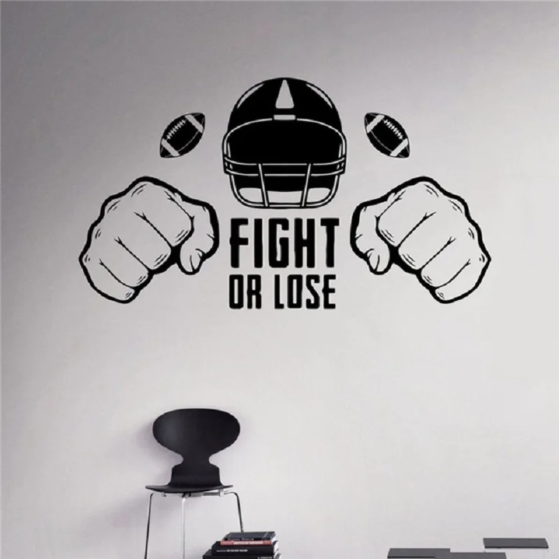 Motivational Art Extreme Football Wall Stickers Fight Or Lose Vinyl
