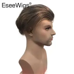 Eseewigs 7 # Цвет парик из натуральных волос для Для мужчин натуральный прямые светло-коричневый заменить Для мужчин t парики бразильский Волосы