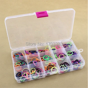 

Empty 15 Compartment Plastic Clear Storage Box For Jewelry Rainbow loom bands Container Sundries Organizer, 120PCS