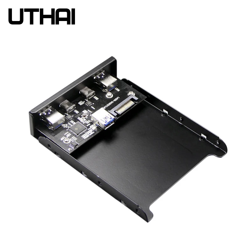 UTHAI G07 4 порта мульти тип-c USB 2,0 USB 3,0 концентратор кронштейн адаптер для рабочего стола 3,5 дюймов разветвитель гибких дисков Передняя панель комбо