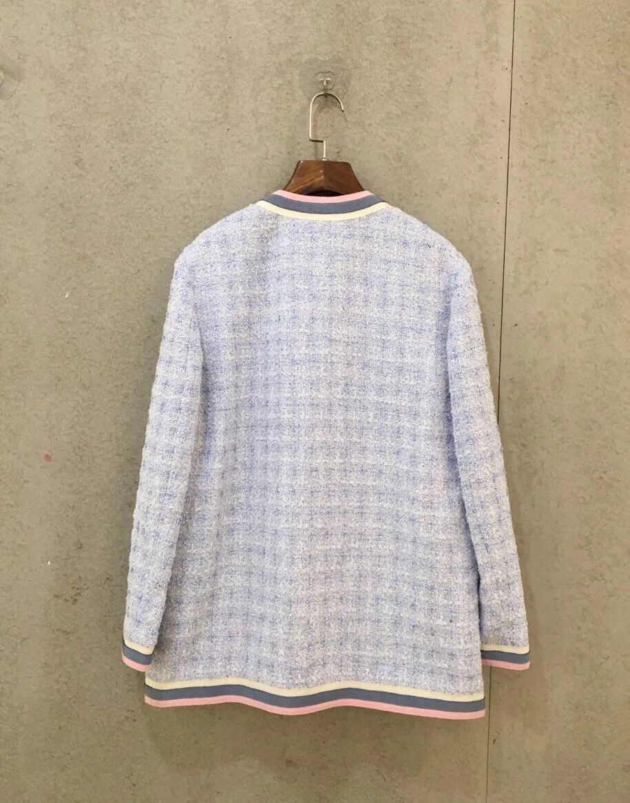 High quality tweed jackets coat women 2019 spring elegant tweed coat G080