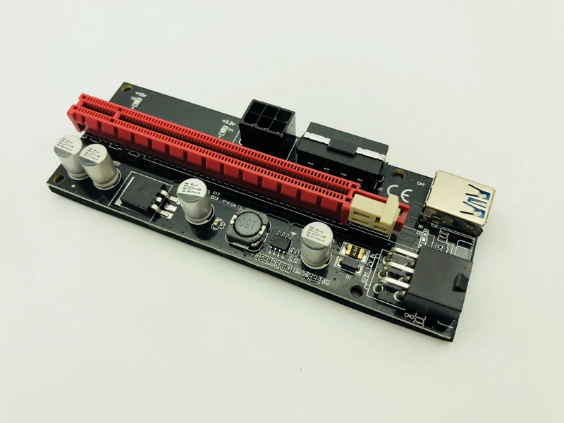 Dual LED VER009S PCI-E Riser 009S PCI Express Riser Card 1X to 16X 0.6M USB 3.0 Cable 6Pin IDE Molex Power for BTC Miner Mining