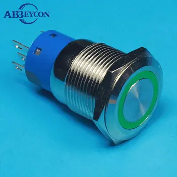 

BIG DISCOUNT TODAY 19mm Flat round head latching pin terminal 12V ring lamp anti-vandal push button switch