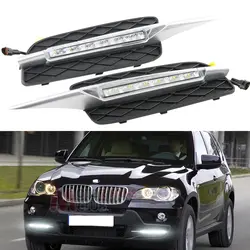 2 шт. Тюнинг автомобилей Сигнальные огни для BMW X5 E70 2007-2010 LED DRL дневного вождения Бег дневного света Водонепроницаемый туман фара