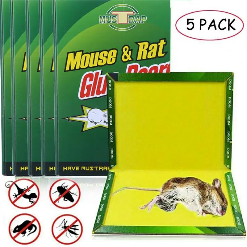 

5PCS Mouse Board Sticky Mice Glue Trap High Effective Rodent Rat Snake Bugs Catcher Pest Control Reject Non-toxic Mouse Board