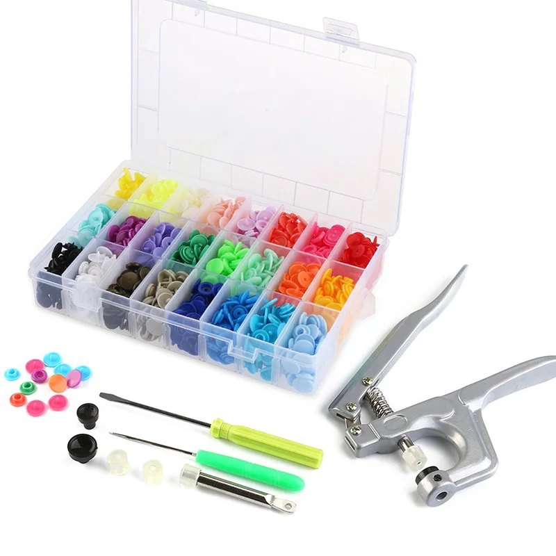 360pcs T5 Resin Snap Fasteners and Snap-on Pliers for Clothing Curtains Other Material Holders Storage Plastic Boxes | Инструменты