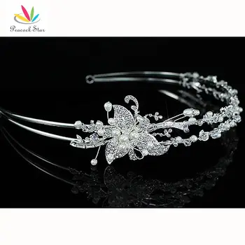 

Peacock Star Bridesmaid Bridal Wedding Prom Ivory Simulated Pearl Crystal Tiara CT1460