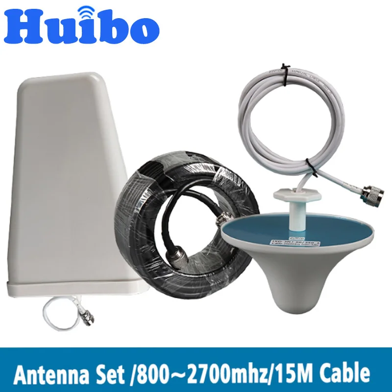 

800~2700Mhz indoor/outdoor antenna set with 15meter cable for 2G/3G/4G Mobile phone signal booster repeater ampliifer magnifier