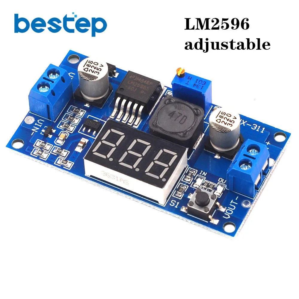 

DC-DC Adjustable Power Supply Module LM2596 DC/DC 2.5V~36V to 1.25V~35V Voltage Regulator Module with LED Voltmeter