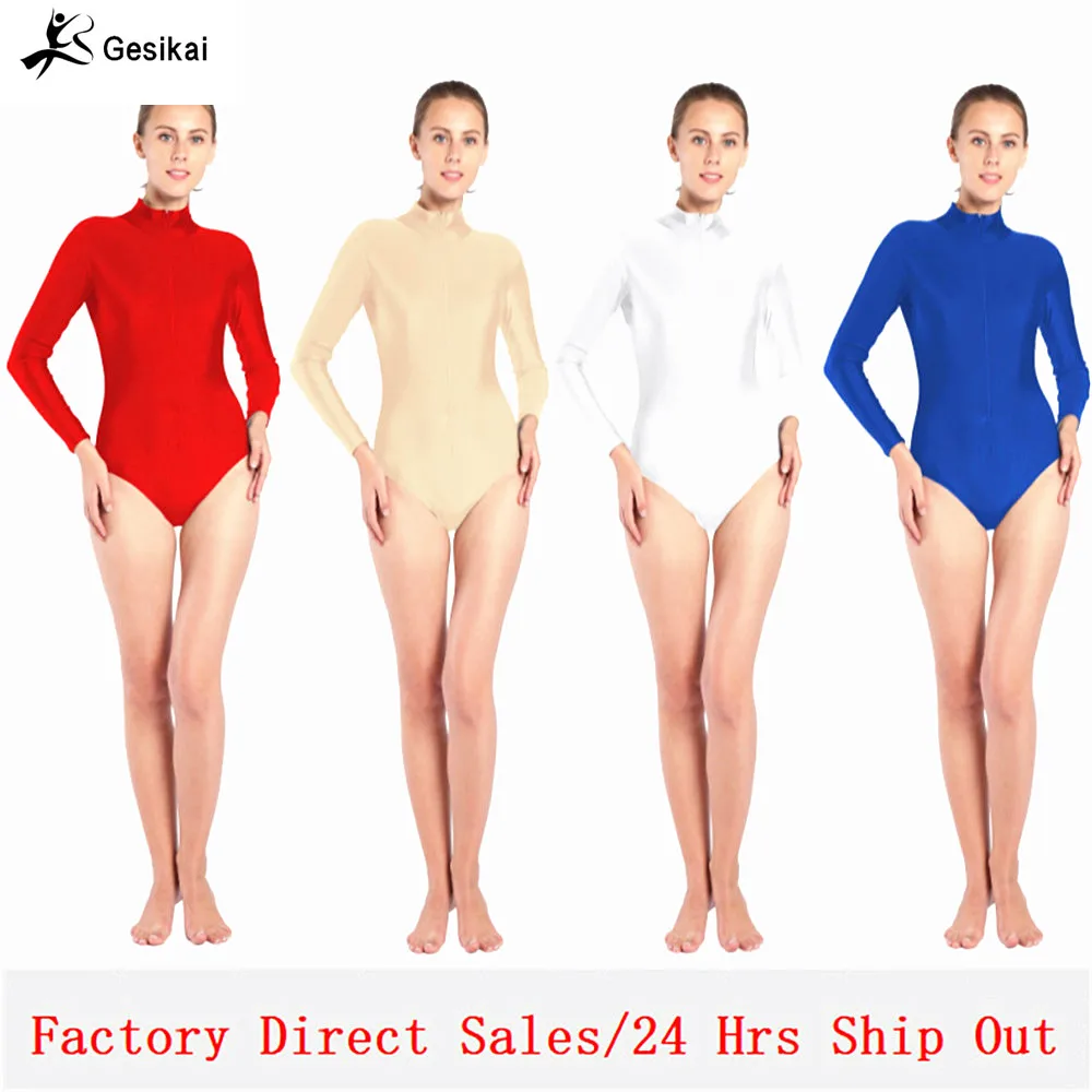 Женский гимнастический купальник Zentai трико из спандекса и лайкры на молнии
