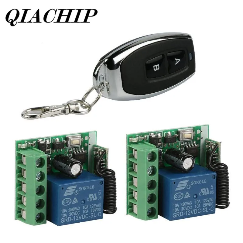 

QIACHIP 433MHz RF 2-Channel Remote Control Learning Code(1527/EV1527) Transmitter with 1-Channel Relay Receiver Module DS15