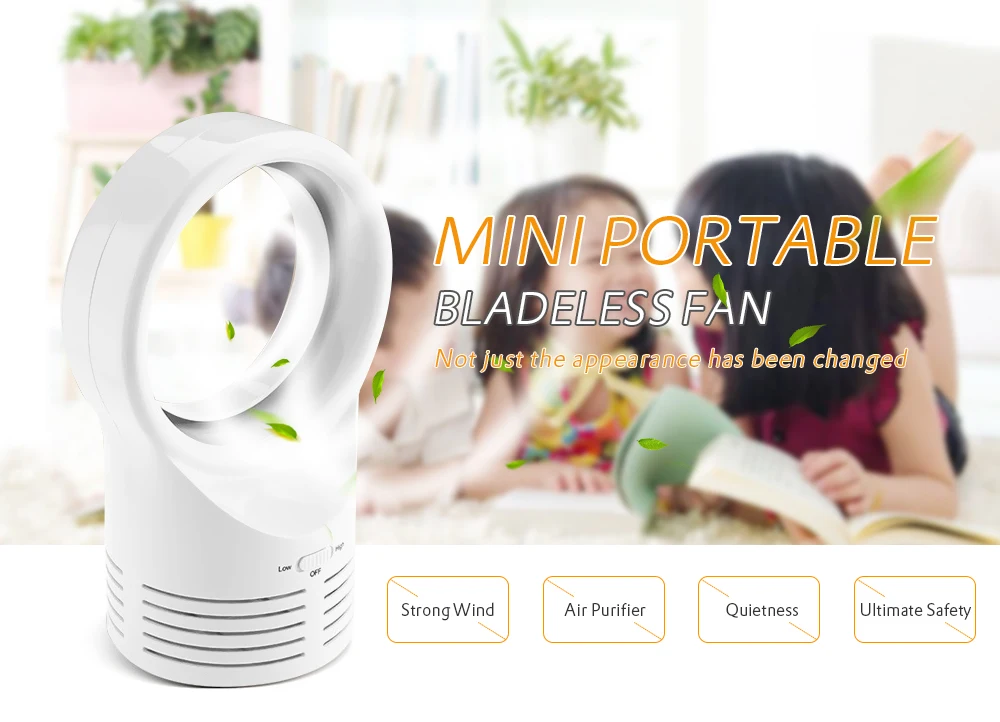 Mini Portable USB Cooling Bladeless Fan Air Purifier for Home Office