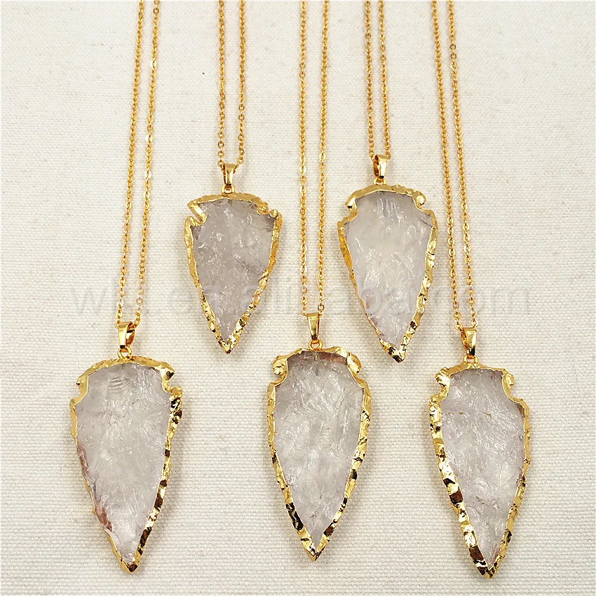 WT N791 Romantic long quartz crystal necklace ,fashion 10pcs arrowhead