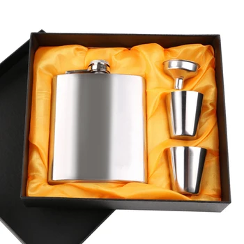 

7oz Stainless steel hip flask set Best Man Gift box packing Luxury Alcohol Hip Flasks Whiskey Wine Bottles Drinkware Groom gift