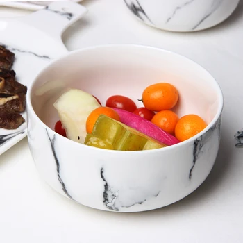 

European ceramic bowl Salad marble tableware bowl of rice snack creative breakfast bowl of soup Fresh Fruit