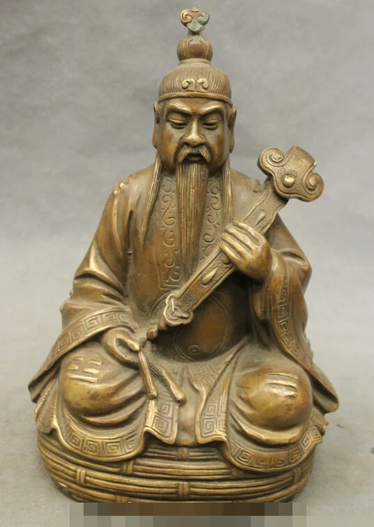 S0230 10" Chinese Taoism Bronze Copper High Lord Laojun Taoist RuYi