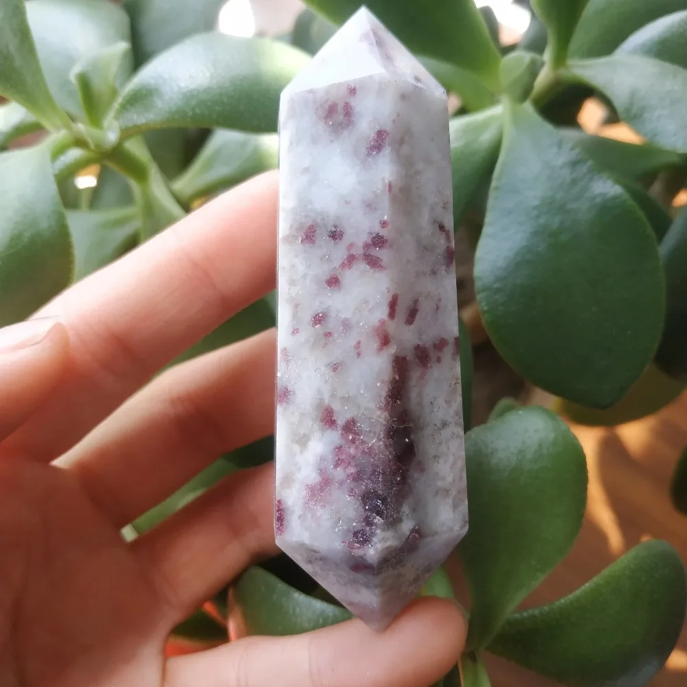 YING LAI Natural Quartz Rose Tourmaline column Hexagonal Prism Love and Healing Stone