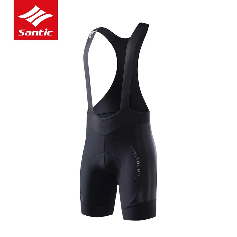 Santic PRO TEAM Profession Race Cycling Bib Shorts Italy Elastic Interface Padded Men MTB Bike Tights Triathlon Bib Shorts - Цвет: Black