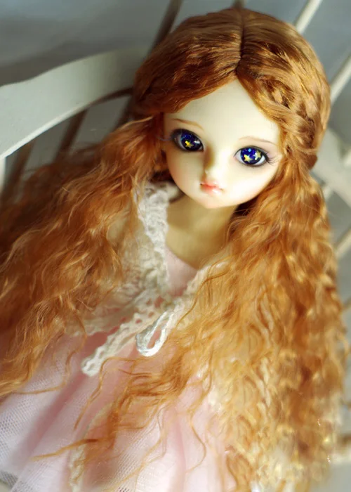 BJD кукольные парики оранжевый красный плетеный волнистый длинный кудрявый имитация мохера для 1/4 BJD MSD кукольные парики кукольные аксессуары