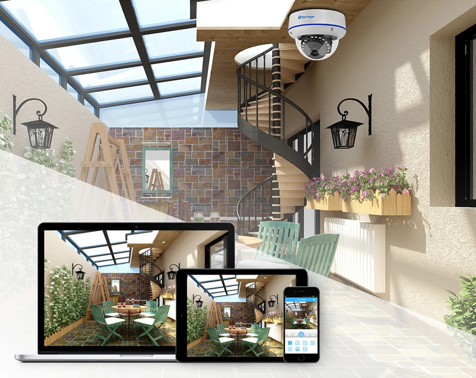 Câmera de Segurança Dome ao ar Onvif para Kit Techage 48 v Livre Indoor ip Câmera Vídeo Ntework Vigilância Sistema Nvr 4mp 5mp H.265 Poe 12 poe 48 v dome ao ar livre