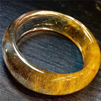 

Free Shipping Natural Gold Hair Crystal Brazilian Bangle Inner Diameter 56.5mm AAAAA