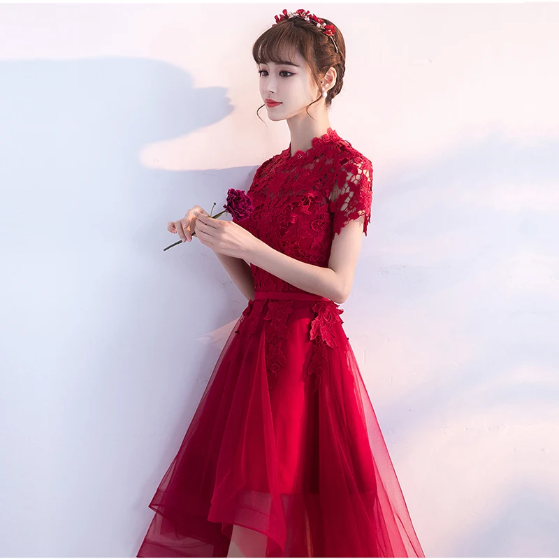 Xcos принцесса короткий спереди сзади длинный хвост Изящные Вечерние платья красное вечернее платье для женщин платье для особых случаев