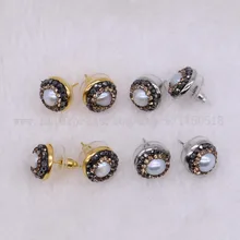 15 пар, серьги-гвоздики из натурального жемчуга, круглые жемчужные бусы высокого качества, ювелирные изделия ручной работы для женщин, ювелирное изделие с драгоценными камнями для женщин 2777