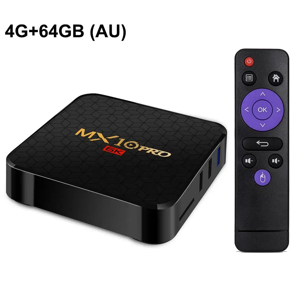 

MX10 Android 9.0 Smart TV Box 4GB 64GB Bluetooth 6K Quad Core WiFi Home Audio Network Media Player