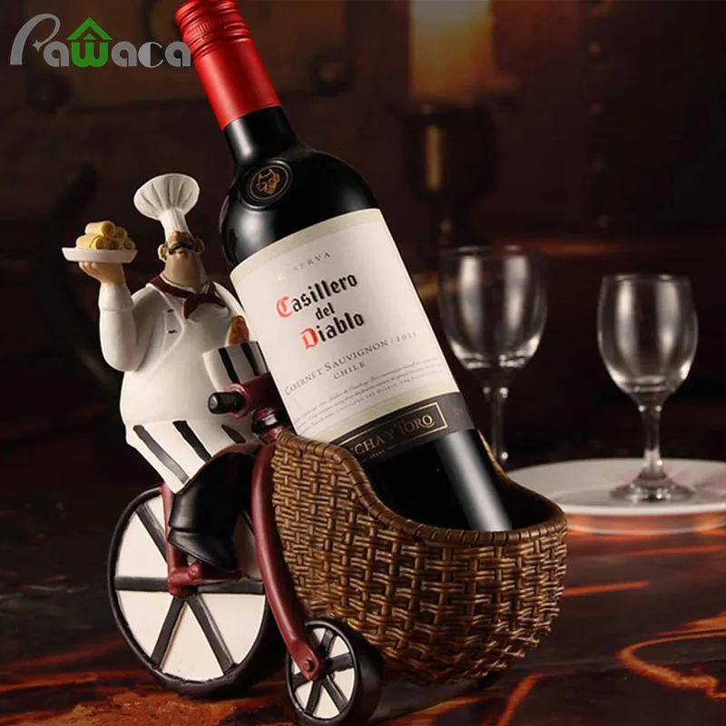 

European Creative Chef Resin Wine Rack Western Restaurant Home Decoration Ornaments Crafts Figurine Luxury Whisky Wine Holder