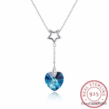 

SMTCAT Romantic Heart Crystals From Necklace Pendant For Women Chic S925 Silver Colorful Beads Chain Fine Jewelry