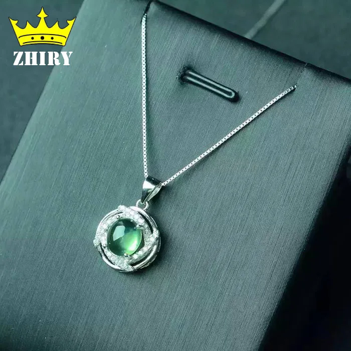 

100% Natural Prehnite Necklace Genuine 925 Sterling Silver Semi Precious Stone Fine jewelry Birthstone