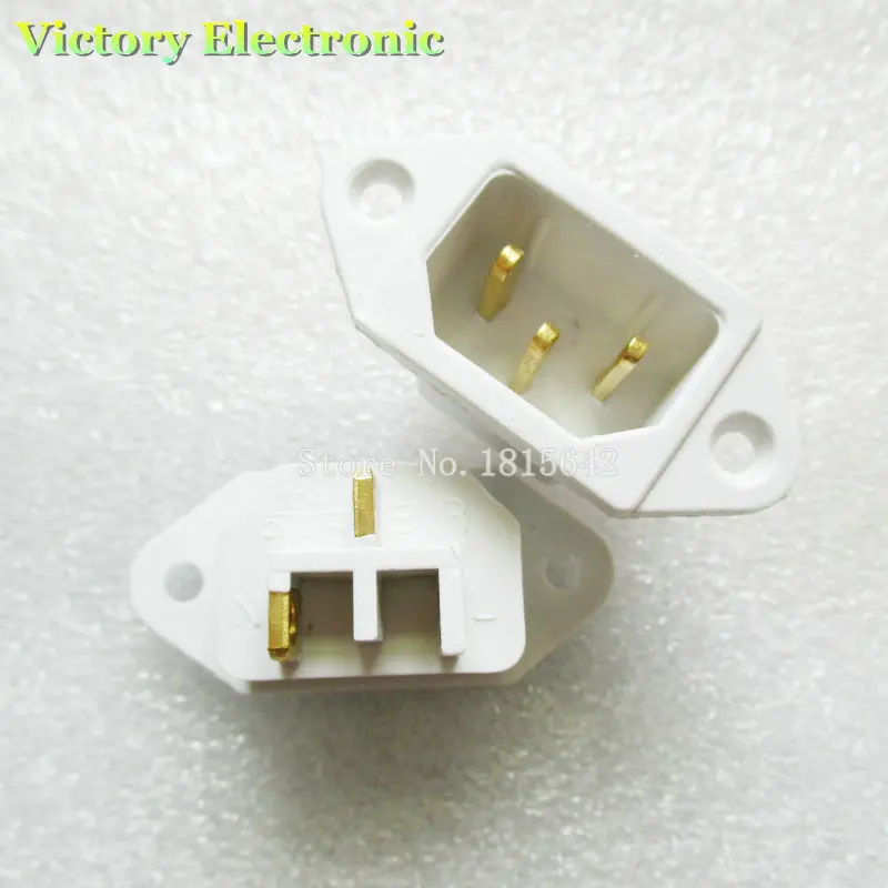 

2PCS/Lot Brand New Power Supply Socket 10A 250V 3 Pins Copper Foot White Socket
