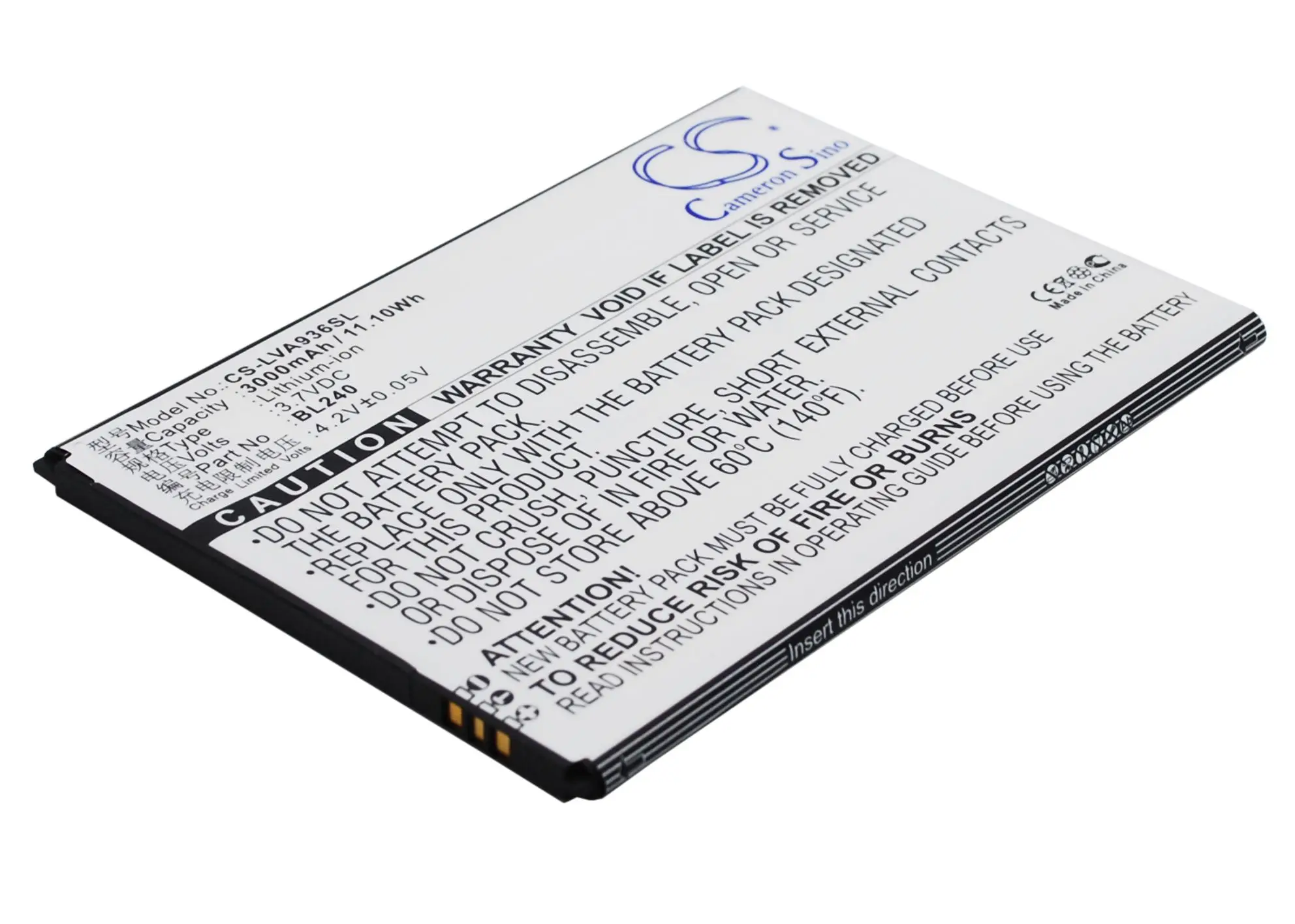 Аккумулятор Cameron Sino 3000 мАч BL240 для Lenovo A936|3000mah battery|cameron sinobattery for lenovo |