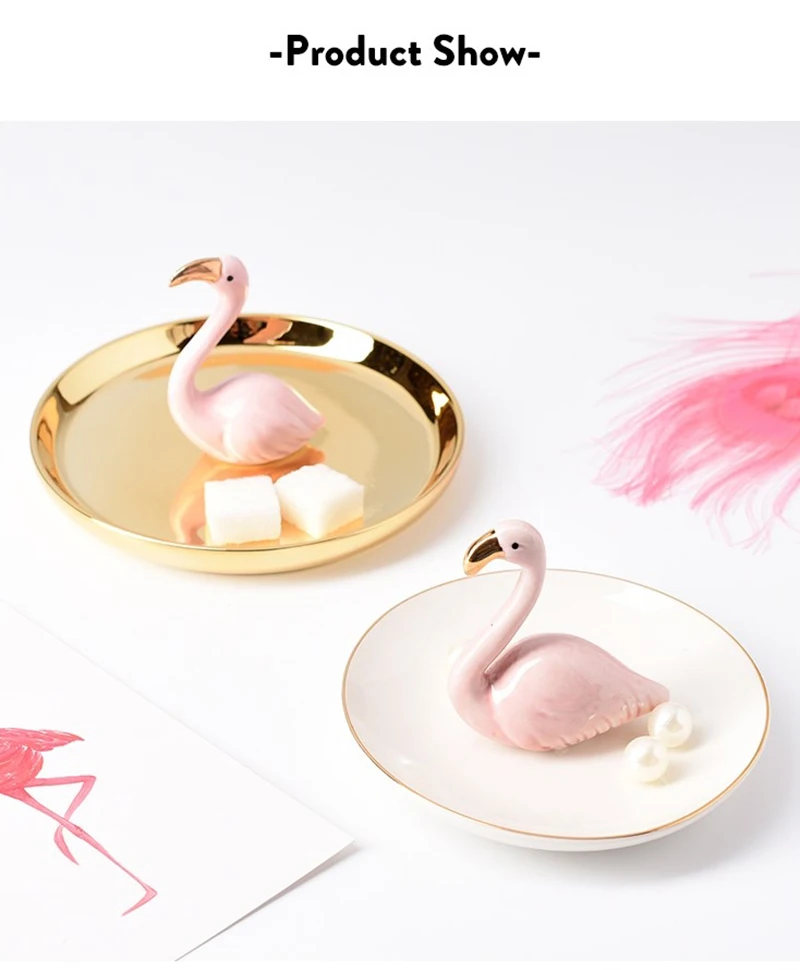 Скандинавское маленькое свежее ювелирное изделие "фламинго" Тарелка комод лоток для хранения золотистый воздушный шар собака керамический Многофункциональный поддон для колец украшение дома