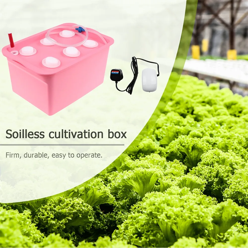 6 Holes Plant Site Hydroponic ABS Garden Pots Planters System Indoor Bubble Nursery Pots Garden Cabinet Box Grow Kit