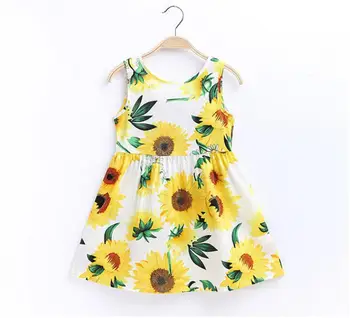 

Summer Kids Baby Clothes Girls Sunflower Printed Dresses Princess Sleeveless Summer Cute Party Dress