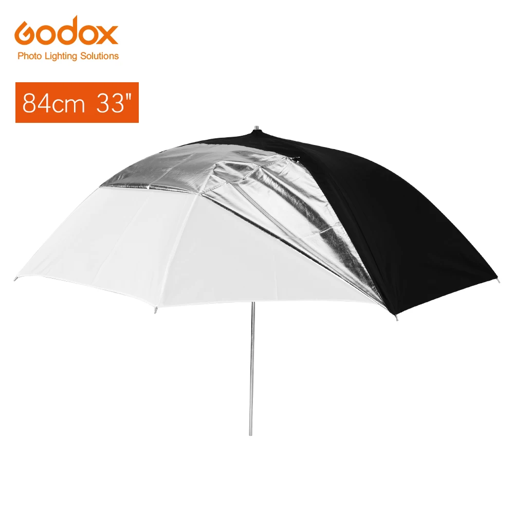 Godox 3" 84 см полупрозрачный черный белый зонтик двухслойный светоотражающий для студийной вспышки стробоскопа освещения