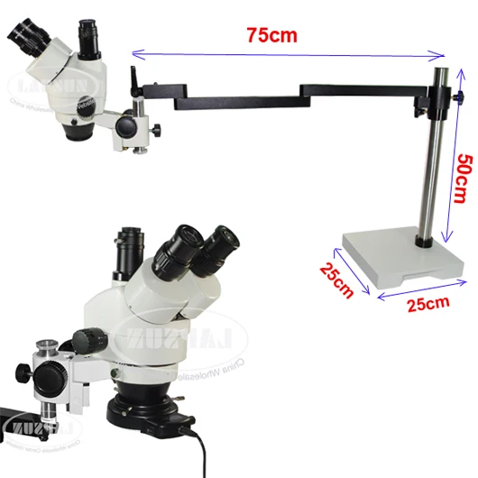 7X 45X Trinocular Industrial Inspection Zoom Stereo Microscope (SZM7045 T2) + Long Arm Heavy
