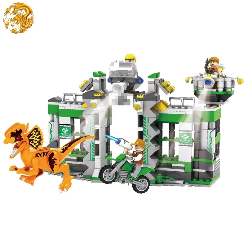

524Pcs Legoing Jurassic Worlds Dinosaur Fleeing & Dragon Model Building Blocks Toys for Children Legoing Oyuncak Brinquedos TOY