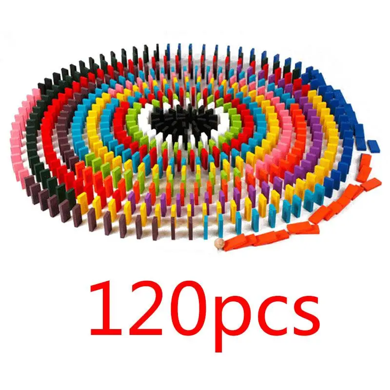 

120pcs/set Children Color Sort Rainbow Wood Domino Blocks Kits Early Bright Dominoes Games Educational Toy For Children Gifts