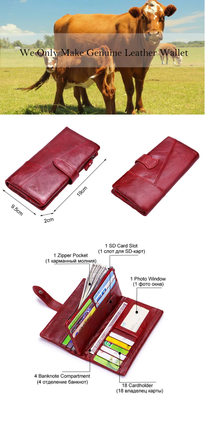 Betiteto первый слой Rfid натуральная кожа кошелек для монет женский кошелек Carteras клатч Portomonee Partmone телефон сумка Cuzdan
