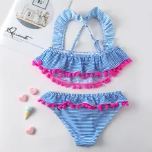 Two Pieces Swimsuit Girls Children 3-13 Years Baby Girl Bathing Suits 2019 Summer Girls Swimwear Kids Bikini Ruffle Striped Two Pieces Swimsuit Girls Children 3-13 Years Baby Girl Bathing Suits 2019 Summer Girls Swimwear Kids Bikini Ruffle Striped