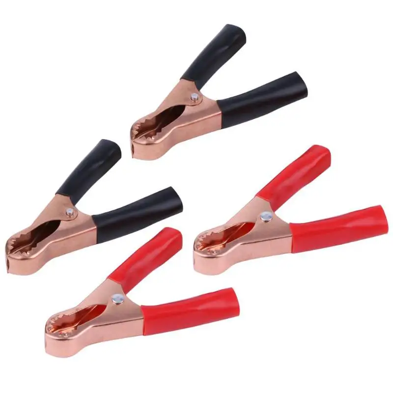 4PCS Car Battery Alligator Test Clips 50A Insulating Copper Coated Car