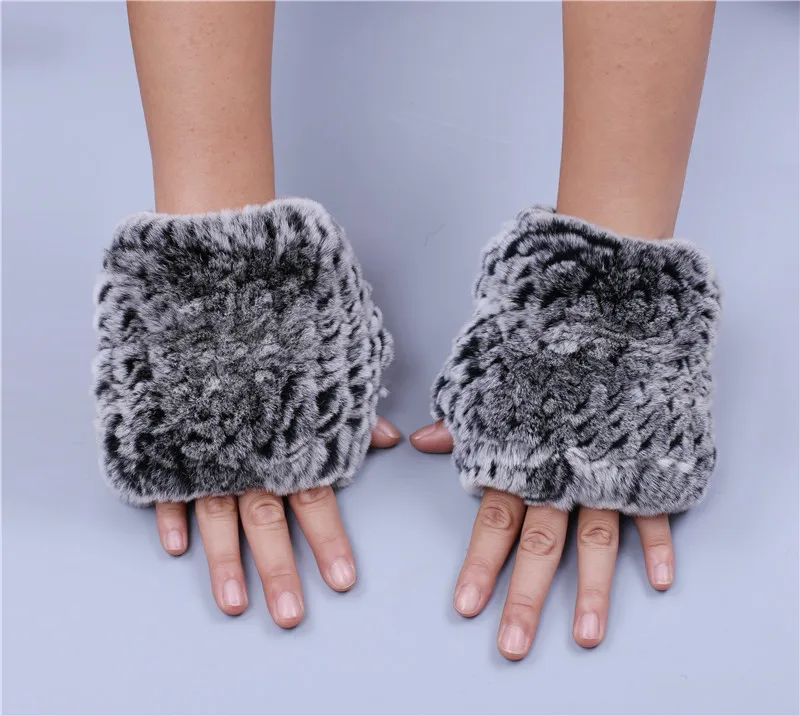 Новые вязаные женские полуперчатки из натурального меха кролика Рекс ...