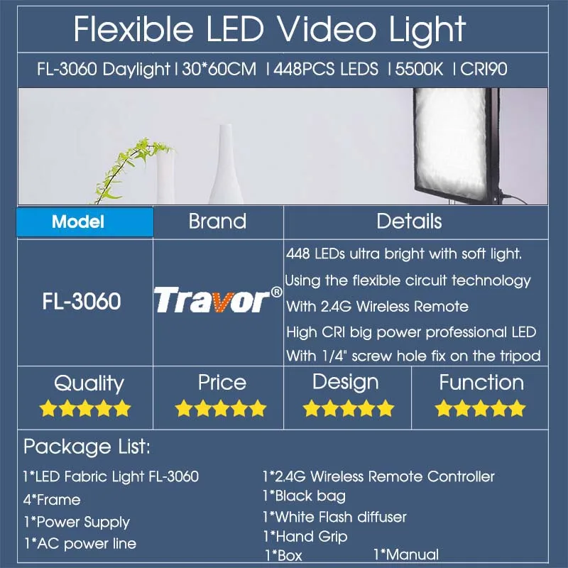 Светодиодный свительник Travor FL 3060|led video light|video lightled |